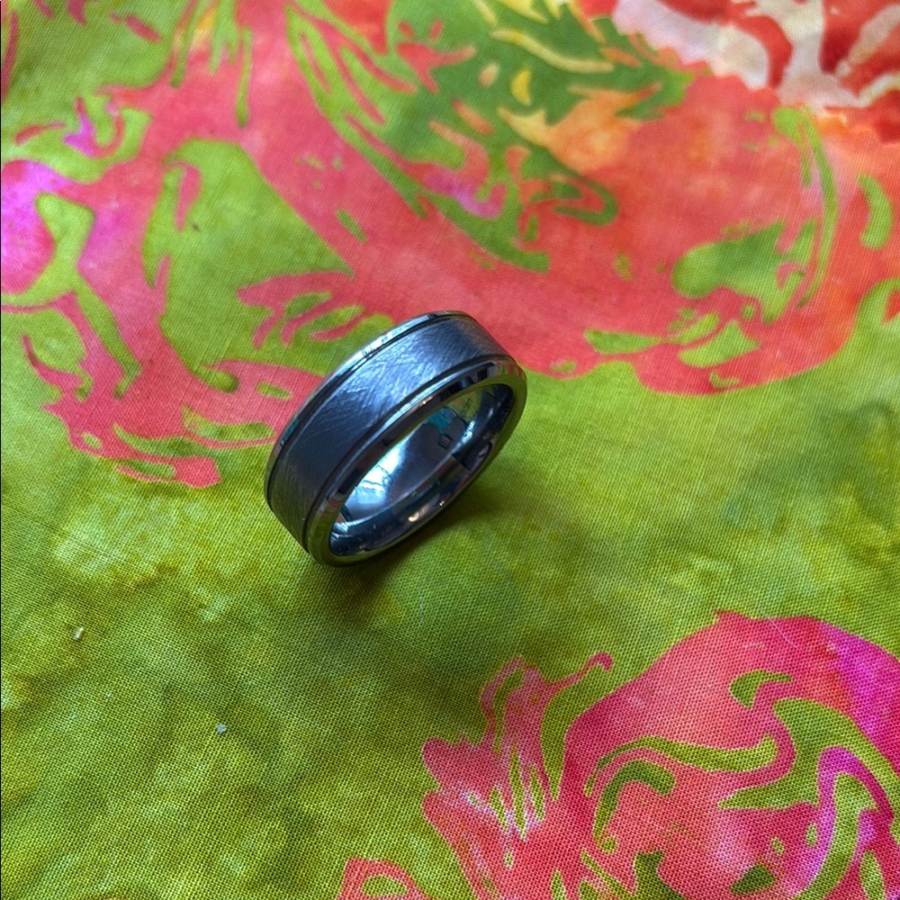 Men's Sposo Silver Tone Tungsten Carbide Ring